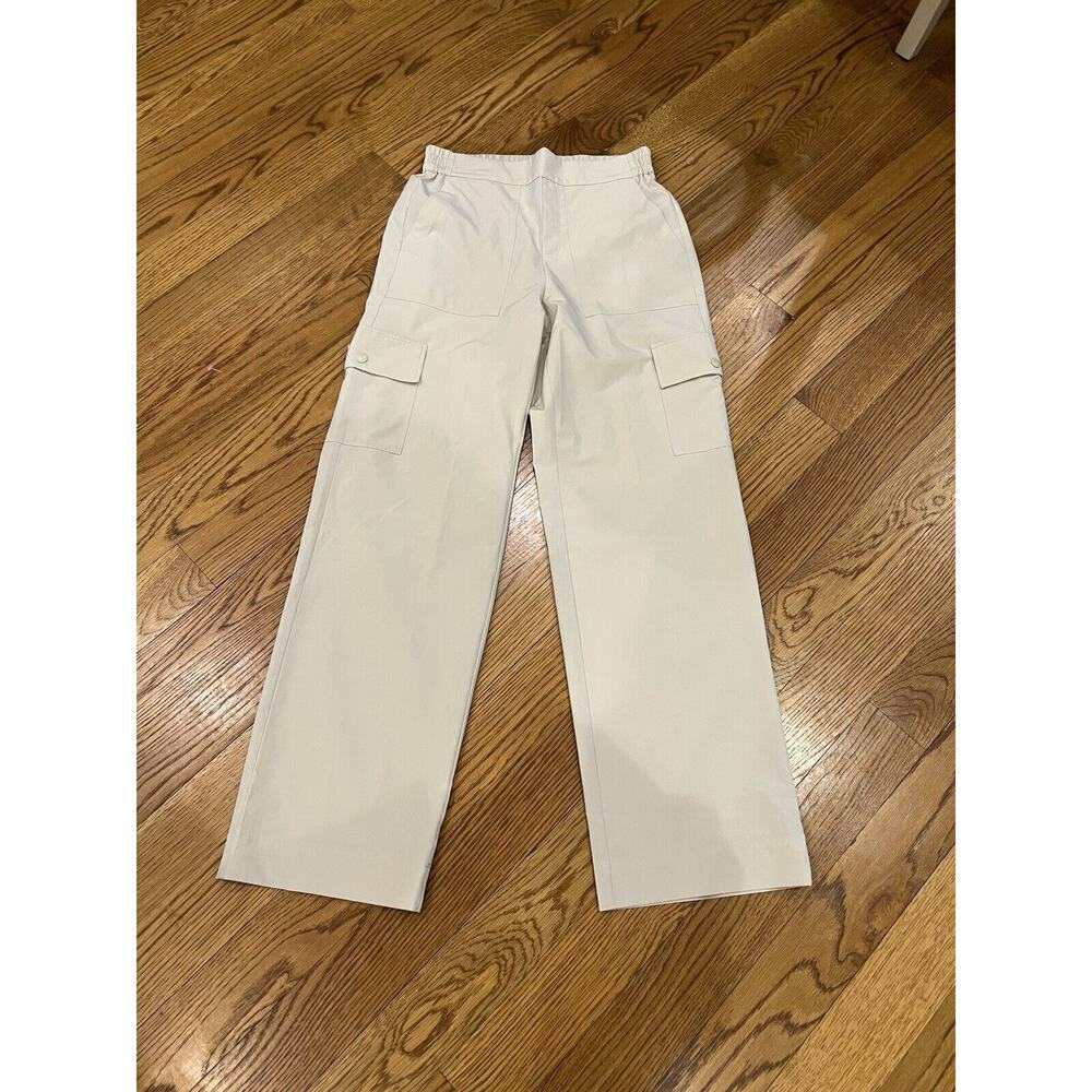 Lou & Grey Pants Womens M Beige Cargo‎ Wide Leg Pull On Elastic Waist Minimalist